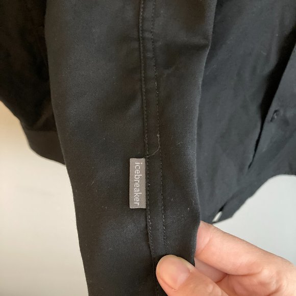 Icebreaker Men’s Button Up Shirt Merino Wool Black Size Large - Picture 6 of 8